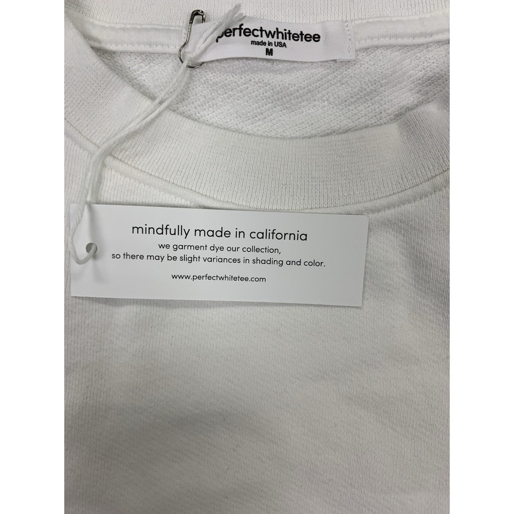 New Perfect White Tee Niall French Terry 3/4 Sweatshirt White Size Medium - Picture 4 of 6